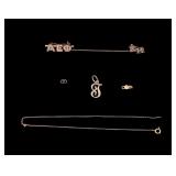 10K Fraternity Tie Clip and 14K Gold Necklace