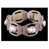 Mexican Sterling Silver Stone Panel Bracelet