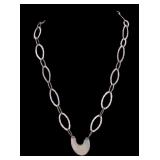 Sterling Silver Necklace with Jade Inlaid Pendant