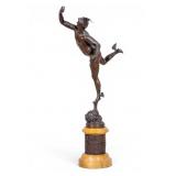 Bronze Hermes Statue on Pedestal