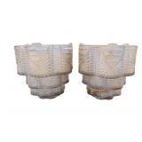 Antique Art Deco Pressed Glass Shades (2)