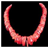 Chunky Red Vintage Coral Necklace + Figurines