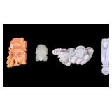 2 Carved Jade Foo Dogs (Green, Butterscotch Color)