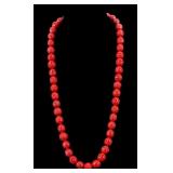 Vintage Carved Cinnabar Bead Necklace