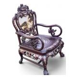 Chinese Rosewood Mother of Pearl & Dragon Armchair