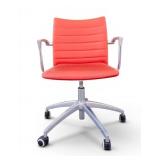 Chrome Swivel Chair with Red Faux Leather Uph.