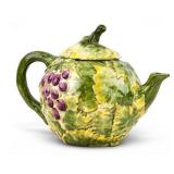 Italian Majolica Grape Decorated Teapot