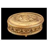 Antique Bronze Oval Jewelry Casket, JB