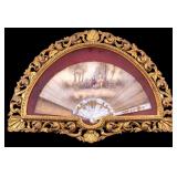 Antique French Hand Painted Fan, Framed