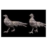 Silver Plated Pheasant Statuette Pair