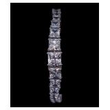 Sterling Silver Bracelet w/ Princess Cut Stones