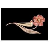 10K Two Tone Gold Rose Brooch