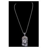 Sterling Silver Jesus Pendant Necklace