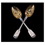 Victorian Embossed Sterling Silver Serving Spoons