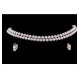 14K Gold and Pearl Necklace & Earring Set