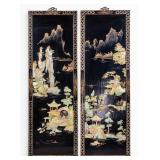 Chinese Lacquer and Carved Mother Of Pearl Panels