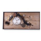 Mixed Media Clock Wall Sculpture