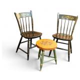 Nicholas & Stone Co. Chairs, Hitchcock Stool