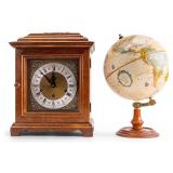 W. German Mantle Clock & Replogle Globe