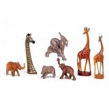 Carved Wood and Porcelain Animal Figurines