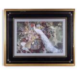 Monumental Framed Decorator Art Peacock Print