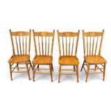 Set of 4 Carved Spindle Back Dining Chairs