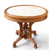 Oval Marble Top Carved Table