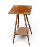 Antique Two-Tier Splay Turned Leg Table