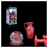 Italian Pitcher, Stone Cat Figurine, & Christmas