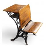 School Desk / Seat on Ornate Cast Iron Base