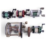 5 Vintage Fishing Reels, Abu Garcia, Pflueger