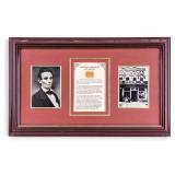 Pres. Lincoln Ephemera with Wood Chip and COA