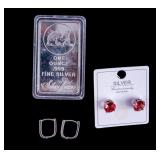 Sterling Silver Earring, .999 Silver Bar