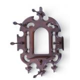 Antique Victorian Walnut Hanging Mirror w/ Pegs
