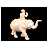 Antique Carved Figural Elephant w/ Rider