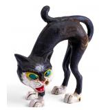 Vintage Cast Iron Tuxedo Cat Figural Doorstop