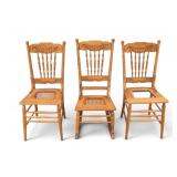 Cane Seat Spindle Back Chairs and Rocker