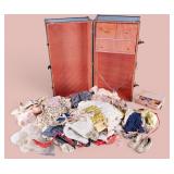 Vintage Mid Century Doll Clothing + Steamer Trunk