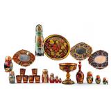 Russian Lacquerware Dolls, Tray, + More