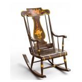 Black and Floral Painted Rocking Chair