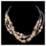 Vintage Gold Tone Silver Necklace w/ Pearl