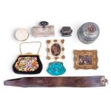 Chalkware Plaques, Clutch Purse, Table Lighter