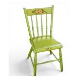 Green and Floral Painted Wood Chair