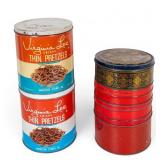 6 Vintage Candy and Pretzel Tins