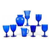 Vintage Coblat Blue Glass Stemware