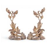 Pair of French Gilt Bronze Fireplace Accents