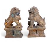 Pair of Chinese Brass Foo Dog Sculptures