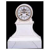 Antique White Marble Mantel Clock