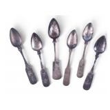 Six Early American Coin Silver Spoons