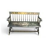 Early Stenciled Back Settle Bench
